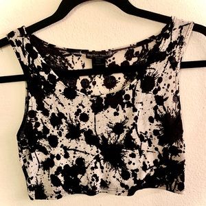 Black and off white paint splatter crop top